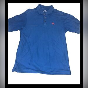 Tommy Bahama Supima Mens Medium Blue Polo Shirt Marlin Fish Embroidered